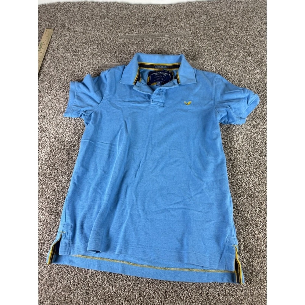 American Eagle Outfitters Mens M Blue The Eagle Polo Vintage Fit Pique Shirt